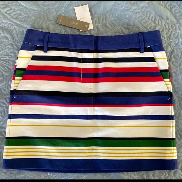 J. Crew Multicolored Striped Mini Skirt NWT Cotton Blend women’s size 0 - Picture 1 of 4